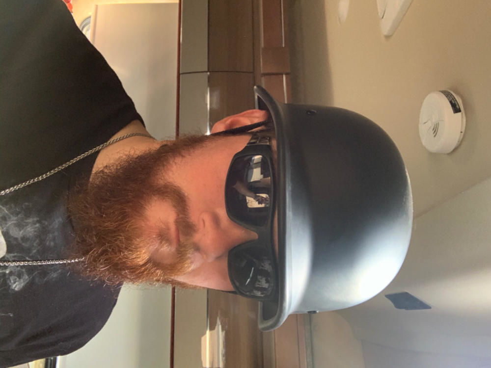 Customer photo review of Mayan Style Half Helmet Lightweight Face German Style DOT Helmet - Matte Black