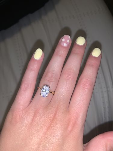 Customer photo review of Louily Yellow Gold 3.5 Carat Oval Cut Solitaire Engagement Ring In Sterling Silver