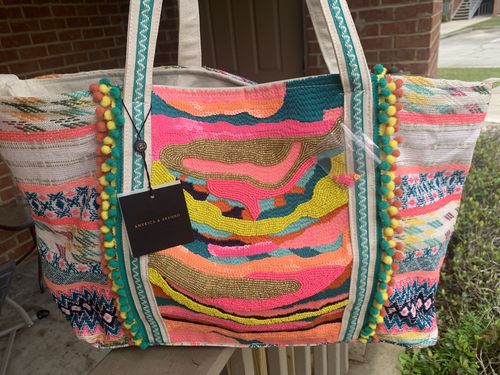 Customer photo review of Daphne Embellished Multi-colored Hand Beaded Tote