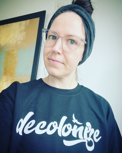 Customer photo review of Decolonize Crewneck