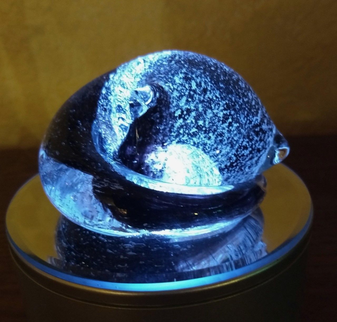 Customer photo review of Half-tone Sleeping Glass Cat with Infused Cremation Ashes