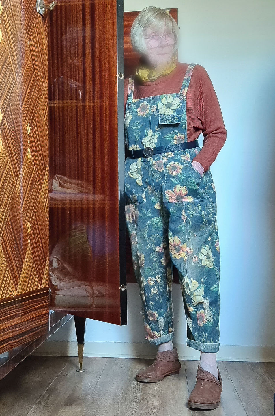 Customer photo review of Plus Size - Flower Print Casual Denim Cotton Jumpsuit Dungarees