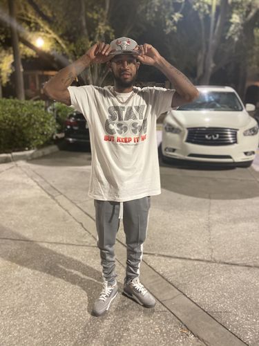 Customer photo review of Solid One Stripe Track Pants Grey - Orange (100-402)