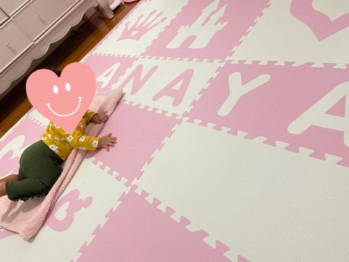 Customer photo review of Easy Personalize- SoftTiles Princess Play Mat in Light Pink and White-8 Letter Name 6.5' x 8.5'