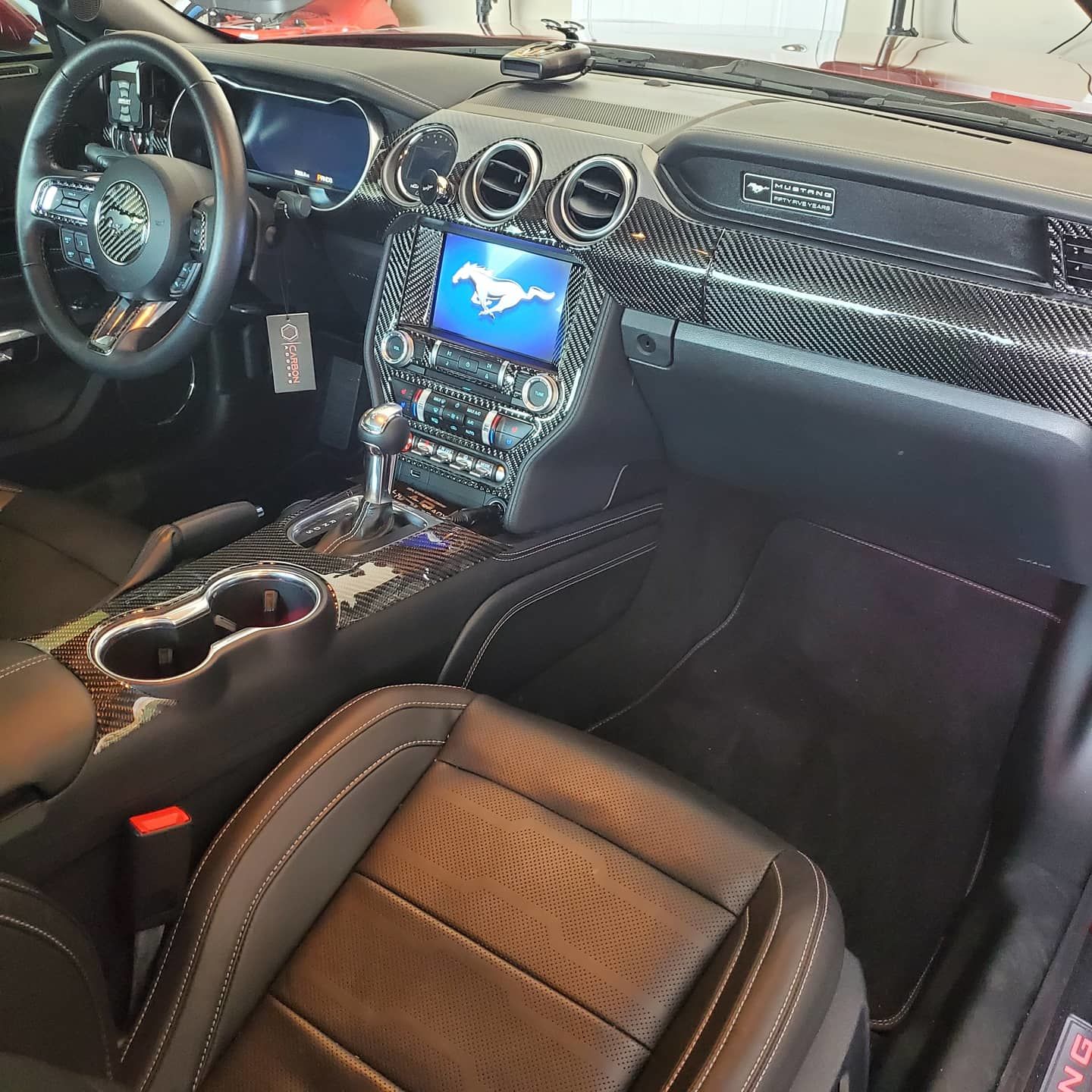 Customer photo review of Real Carbon Fiber Whole Front Dash Overlay For Ford Mustang 2015-2020