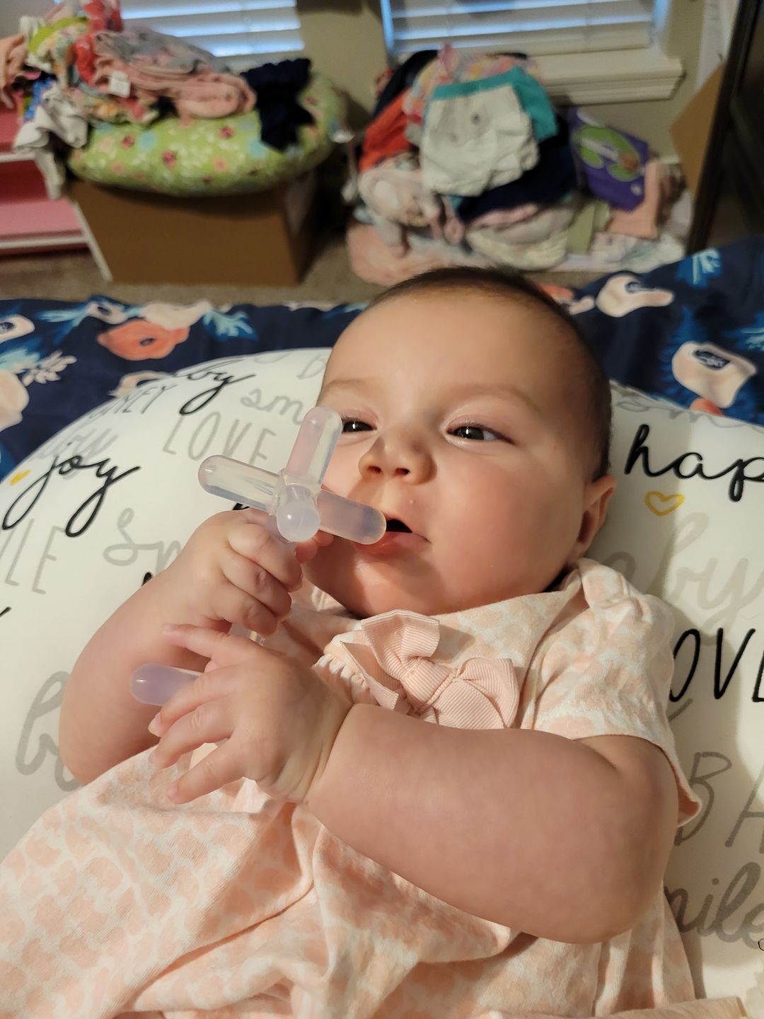 Customer photo review of moonjax® baby teether 2-pack