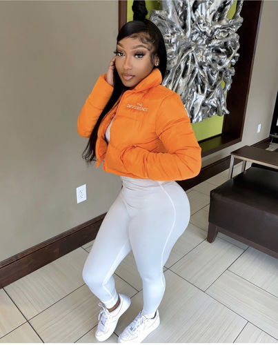cropped puffer jacket orange