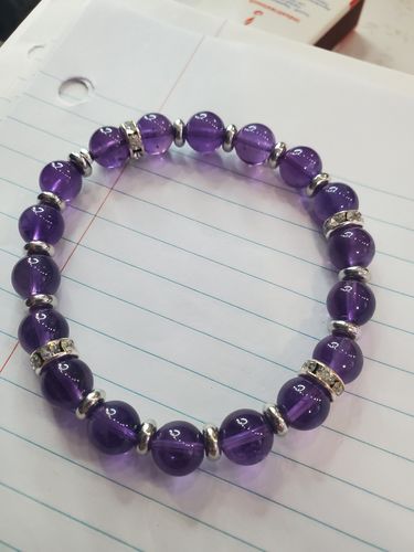 Customer photo review of 15.5" 8mm AAA natural amethyst round beads, middle purple crystal quartz