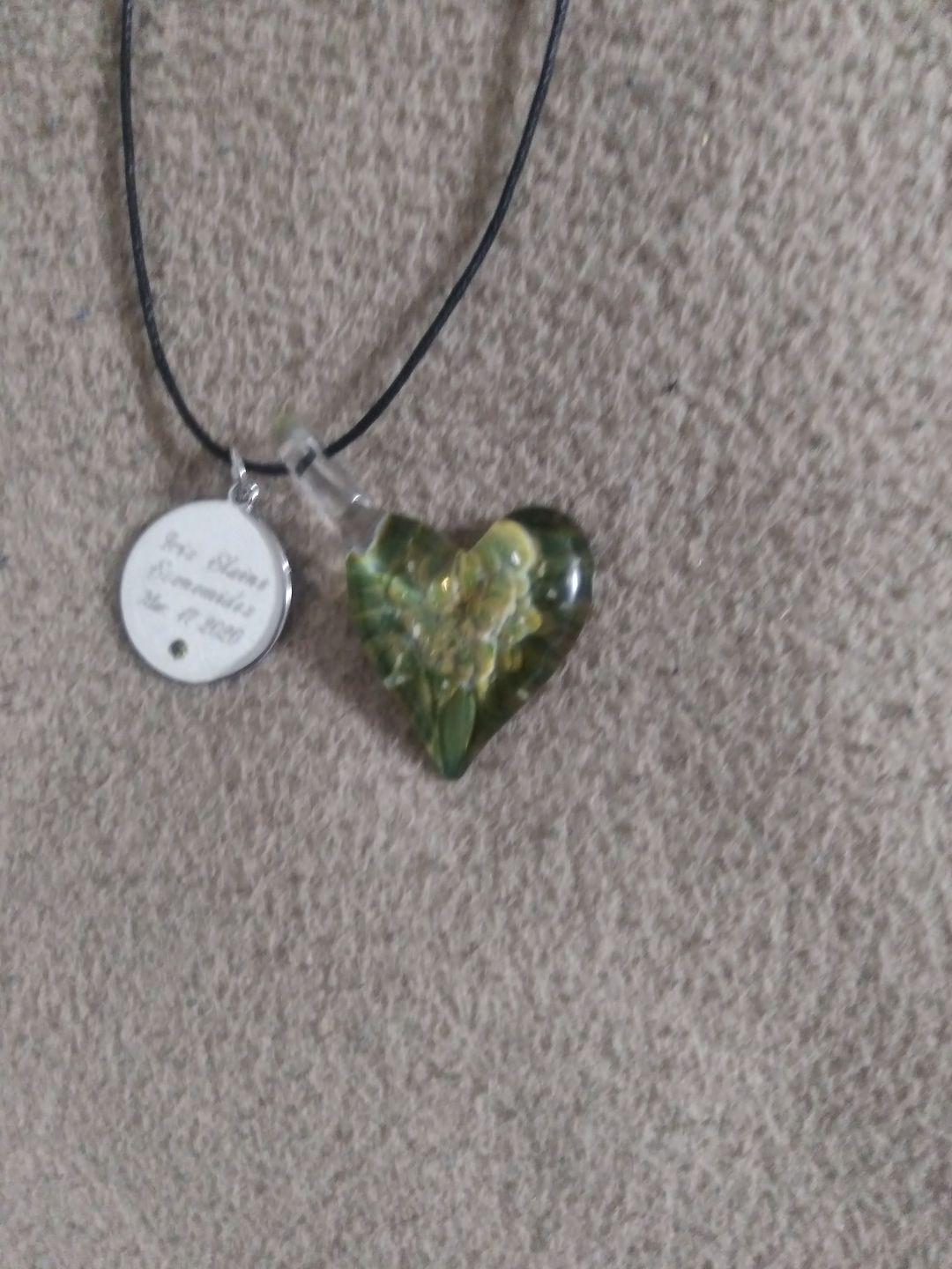 Customer photo review of Crocodile Pendant with Infused Cremation Ashes