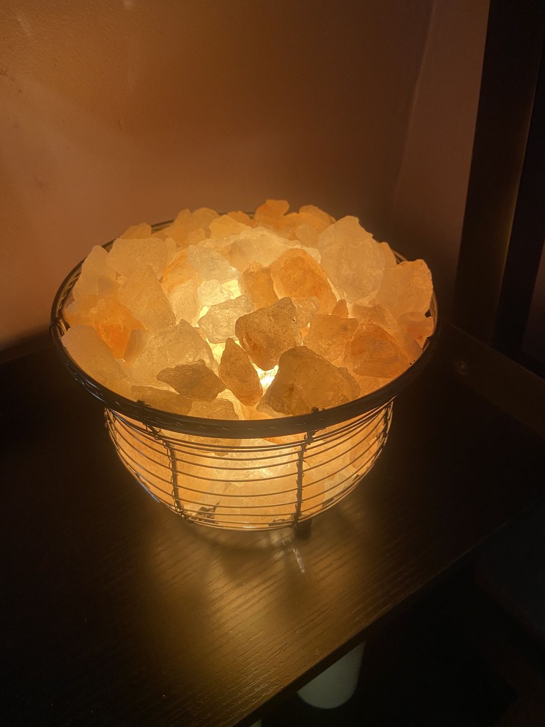 Customer photo review of Basket Salt Lamp With Salt Chunks