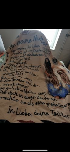 Customer photo review of "An meine Mutter" Decke - Postkarte