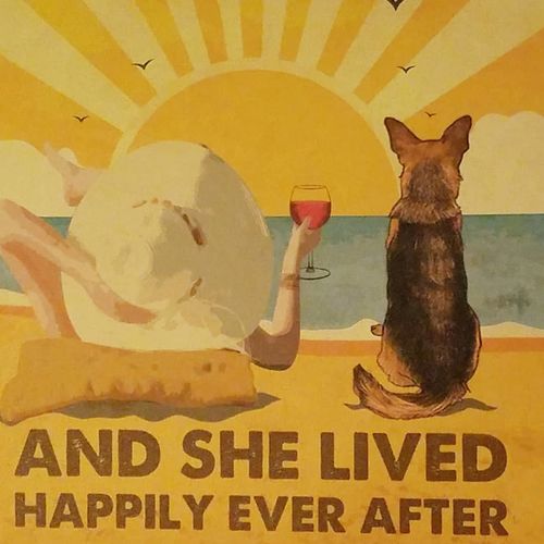 Customer photo review of Dog Happily Ever After - Personalized Custom Canvas - Beach, Wine And Dogs