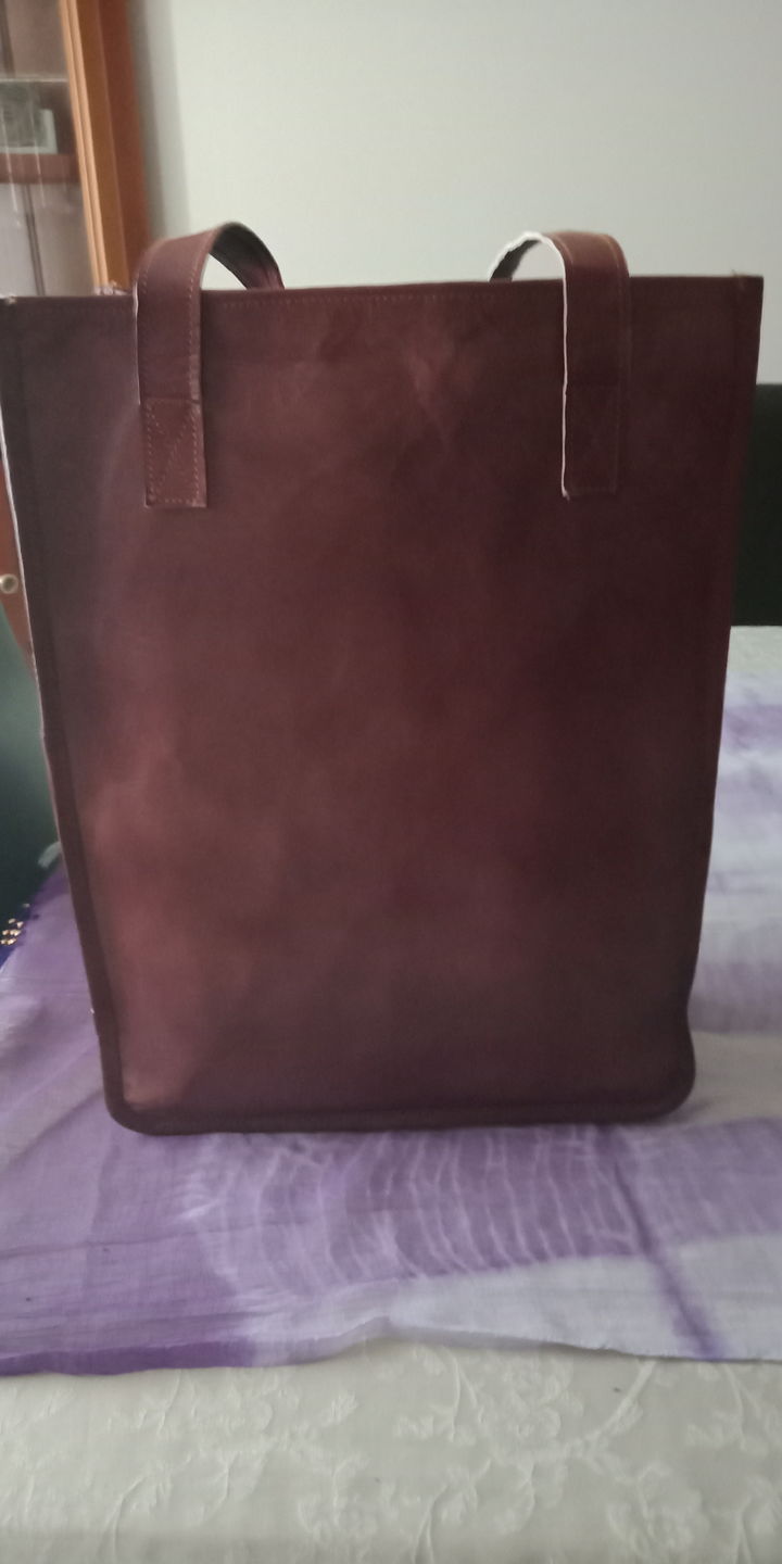 Customer photo review of Vintage Style Genuine Brown Leather Tote Women