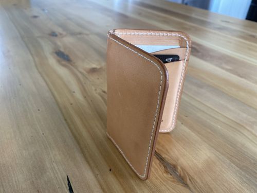 Customer photo review of No.52 | 'Natural Oak' Vertical Leather Wallet
