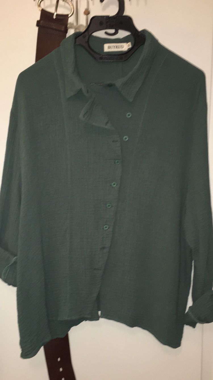 Customer photo review of Plus Size - Retro  Solid Color Long Sleeve 100% Cotton Shirt