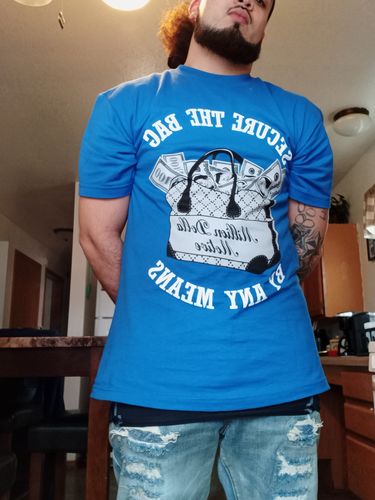 Customer photo review of Secure The Bag - Royal Blue T-Shirt