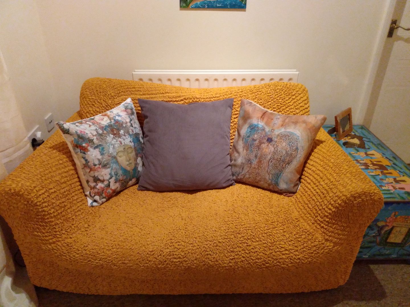 Customer photo review of 2 Seater Sofa Cover - Mango  Microfibra