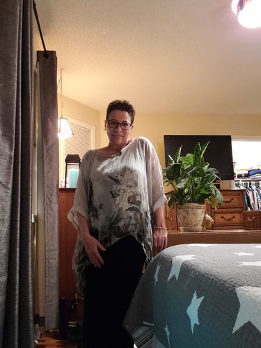 Customer photo review of Jackie Silk Blouse (Silver)