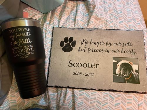 Customer photo review of Favorite Hello Hardest Goodbye Paw Print Laser Etched Tumbler