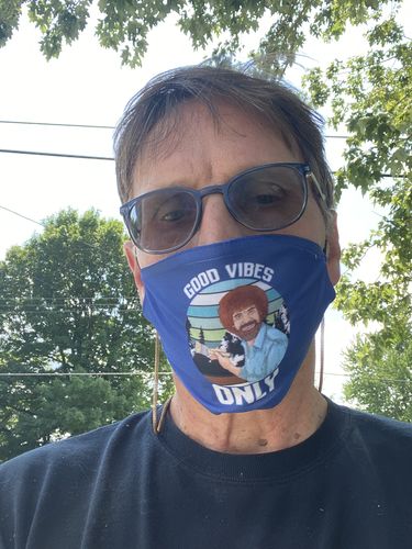 Customer photo review of Bob Ross Face Mask (ear loops)