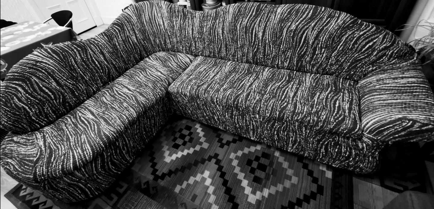 Customer photo review of Corner Sofa Cover - Grey Universo Microfibra Printed