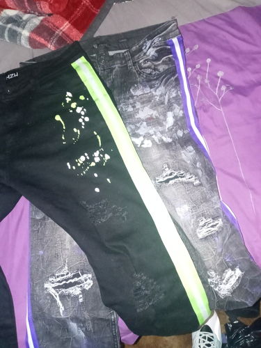 Customer photo review of Side Tape Skinny Fit Denim Black - Purple (M4995R1D)