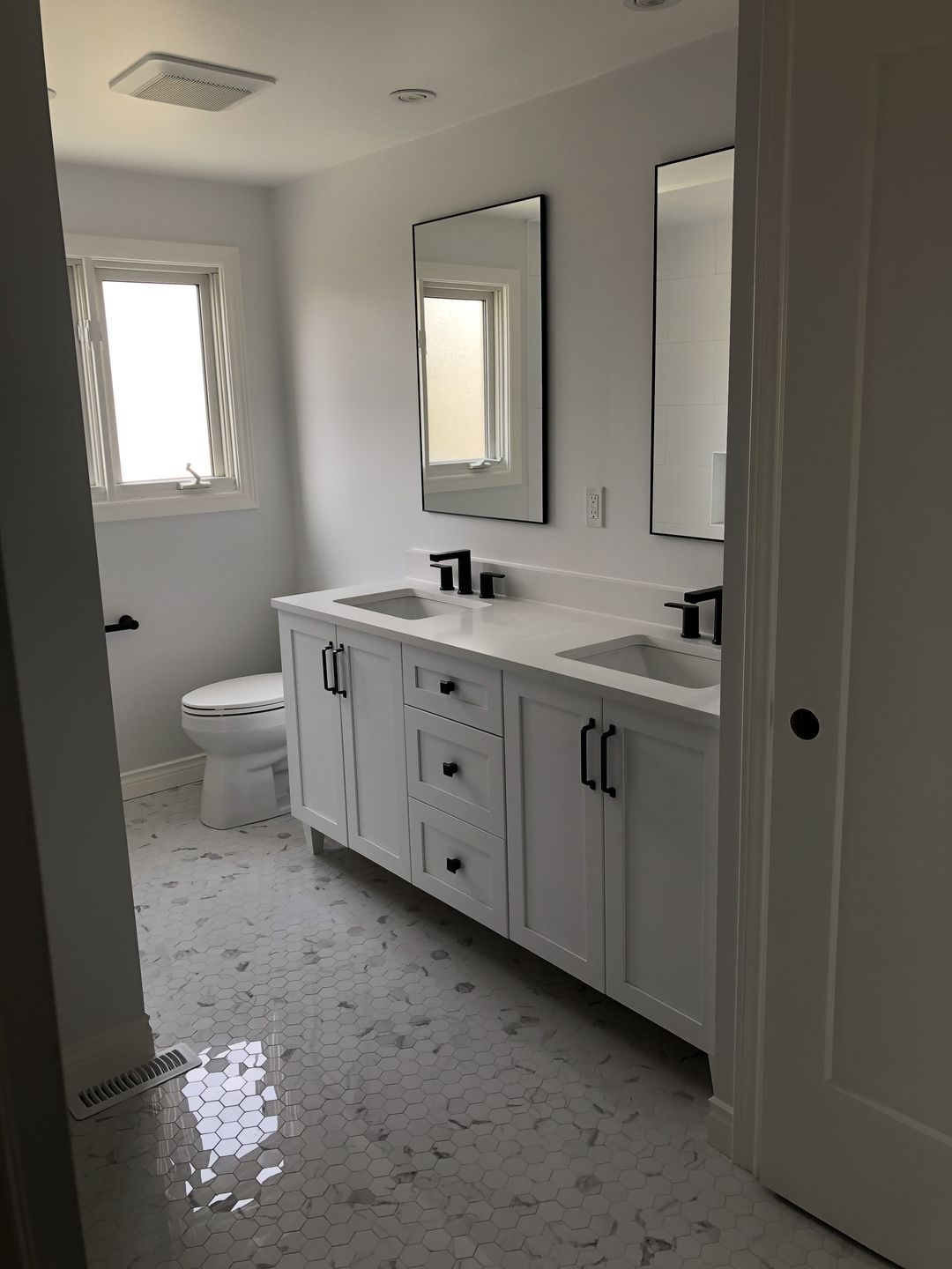 Customer photo review of Bridgeport 72" Satin White Bathroom Vanity, Double Sink
