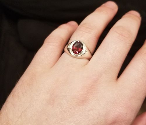 Customer photo review of Men's Ring with Red Ruby 4.94tcw and Genuine Diamonds in Sterling Silver