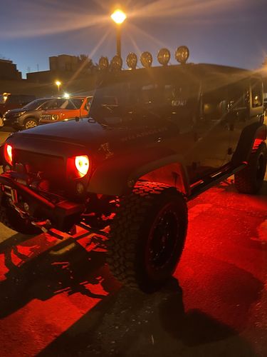 Customer photo review of RGB Demon Eye Headlights for 07-18 Jeep Wrangler JK/JKU