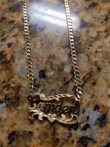 Customer photo review of Kids Double Plated Name Necklace w/ Cuban Chain