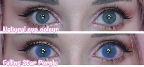 Customer photo review of TTDeye Falling Star Purple Colored Contact Lenses