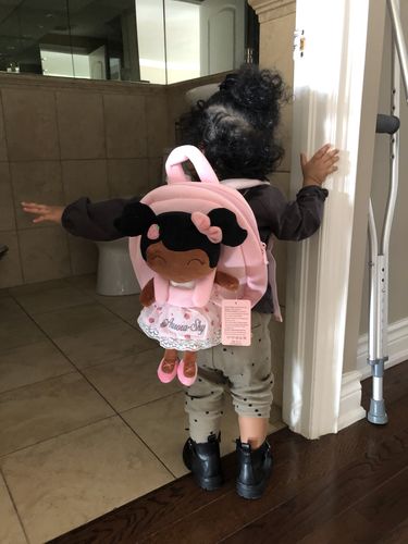 Customer photo review of Personalized Leyadoll Doll Backpack (Strawberry) - 2 Skin Tones