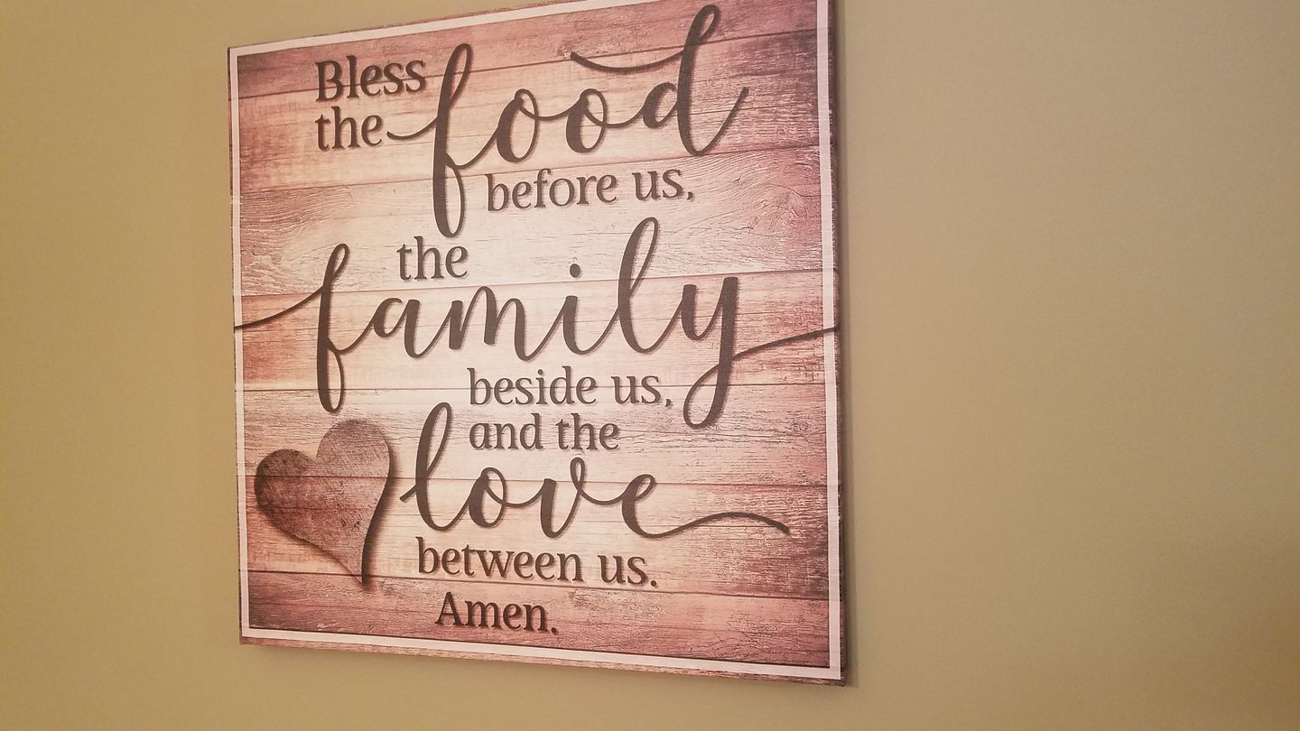 Customer photo review of "Food, Family, Love" Premium Canvas