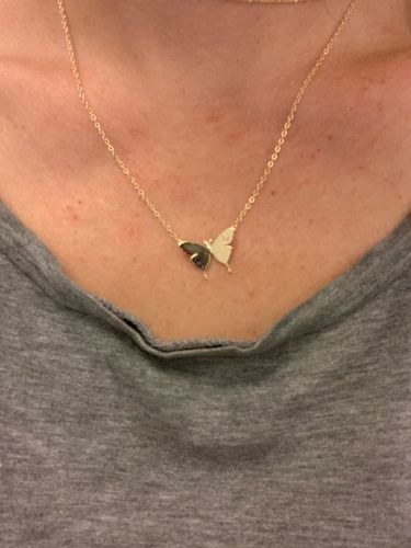 Customer photo review of AC Butterfly Initial Necklace