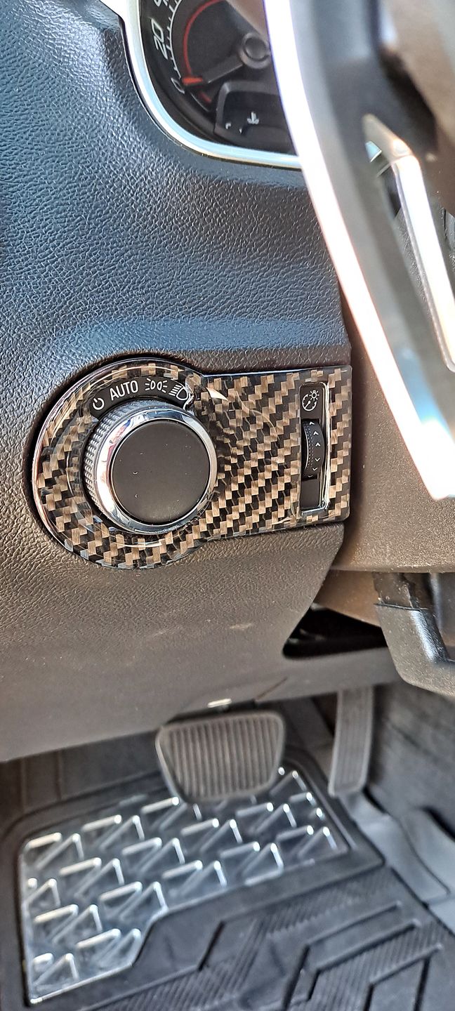 Customer photo review of Carbon Fiber Headlight Switch Button Panel Overlay for Chevrolet Camaro 2010-2015