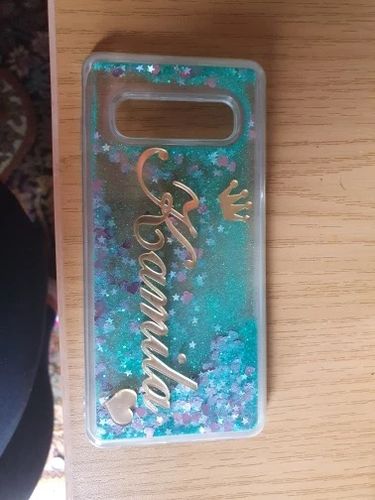 Customer photo review of iPhone & Samsung Custom Name Letter Quicksand Case