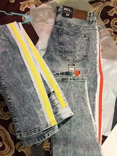 Customer photo review of Side Paint Stripe Track Denim Snow - Orange (ZCM4700D)