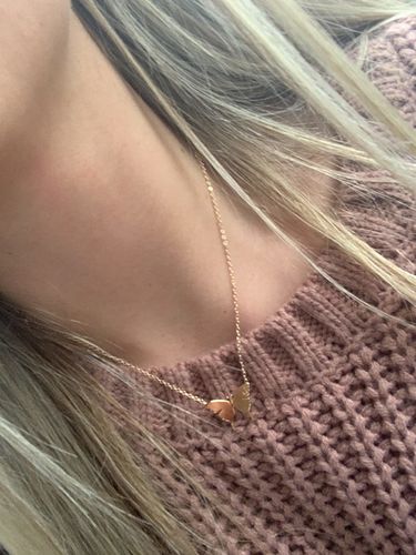 Customer photo review of AC Butterfly Initial Necklace