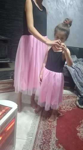 Customer photo review of Pink Patchwork Mesh Princess Dress Mother and daughter