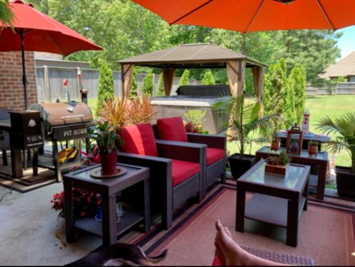 Customer photo review of 10'x13' Galvanized Steel Hardtop Gazebo Aluminum Frame with Netting Curtains