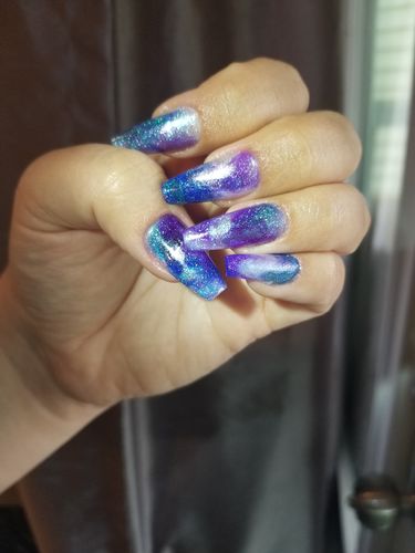 Customer photo review of Starry Night Whispers 6 Color Poly Nail Extension Gel Kit