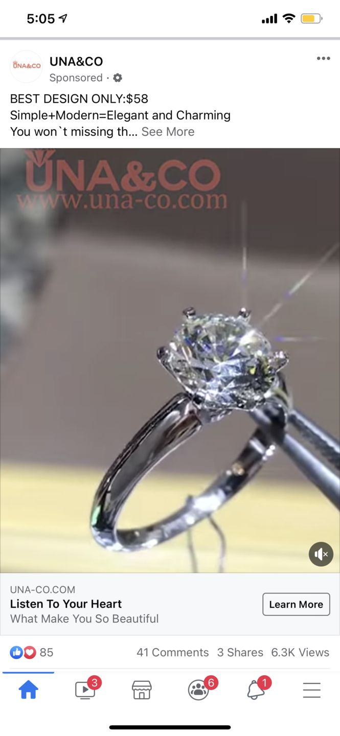 Customer photo review of Six Prong Solitaire CVD Diamond Ring