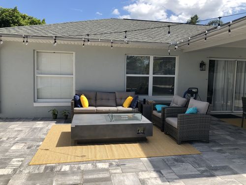 Customer photo review of Bari 4 Piece Outdoor Conversation Sofa Set (L) in Mixed Gray