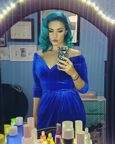 Customer photo review of Bad Girl Crop Top in Black and White Stripes - Vixen by Micheline Pitt