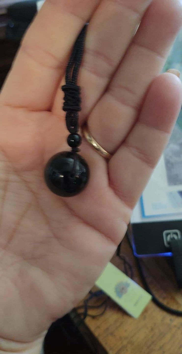 Customer photo review of Obsidian Stone Necklace