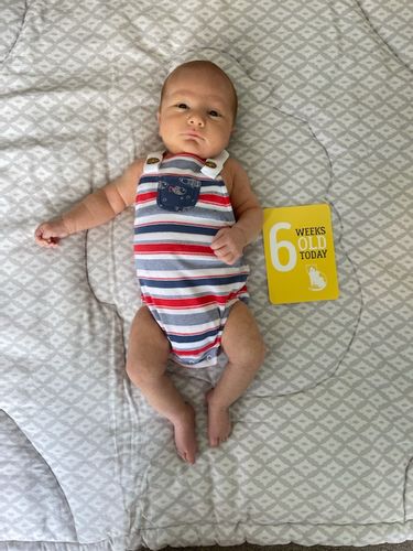 Customer photo review of Mariner Stripes Organic Romper