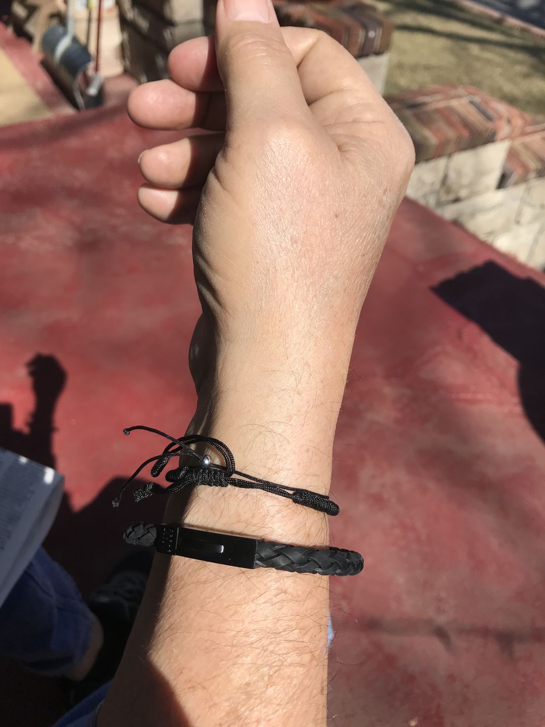 Customer photo review of 6mm Black on Black Steel Italian Leather Engravable Bracelet