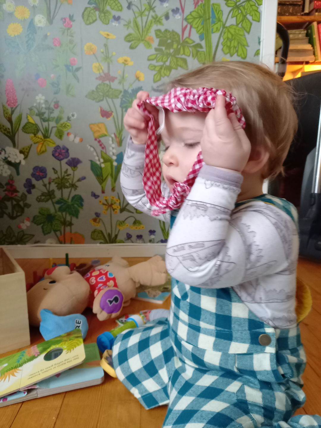 Customer photo review of Winter Blue Check Classic Dungarees