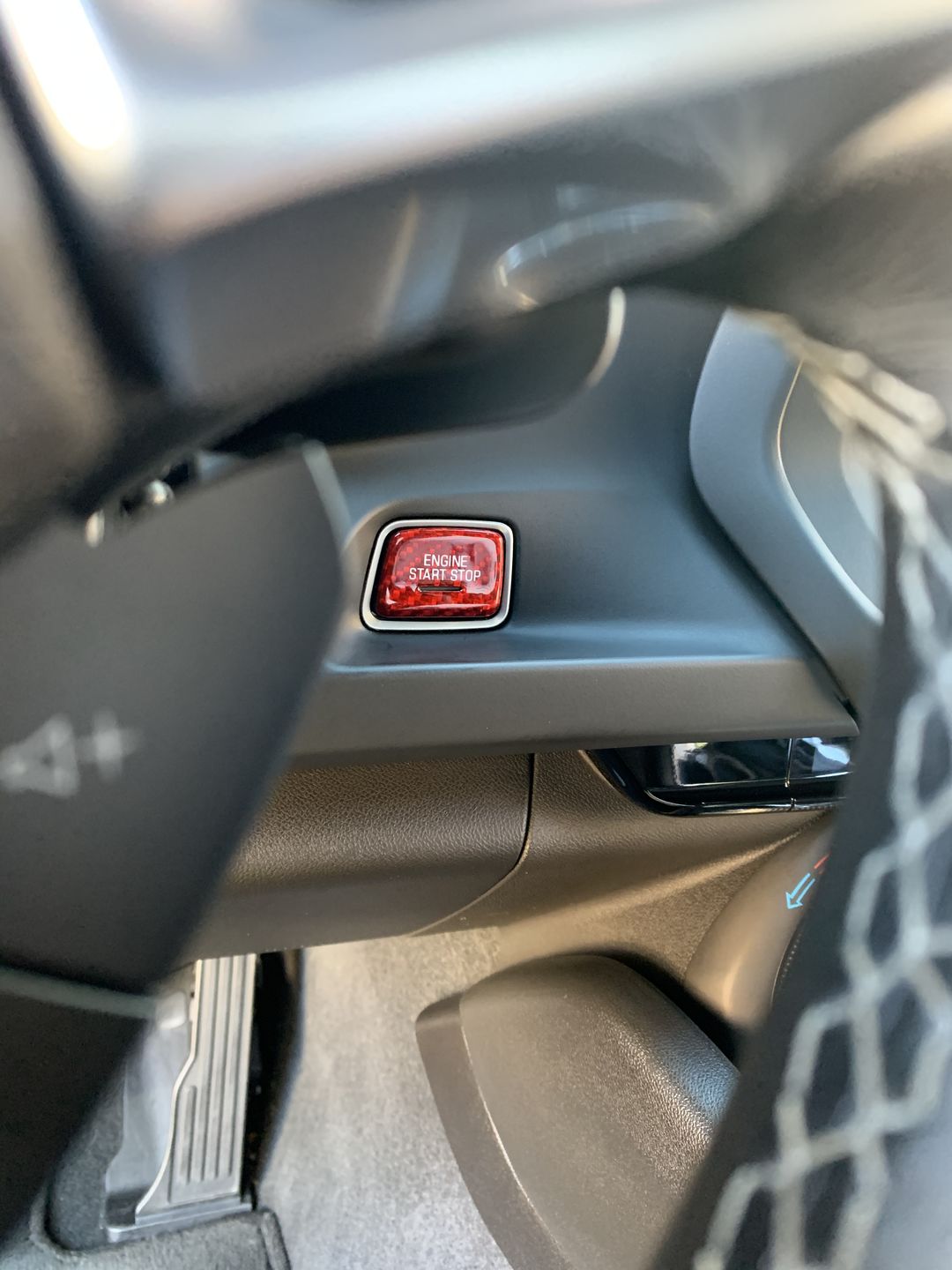 Customer photo review of CARBON FIBER PUSH START BUTTON COVER WITH LIGHT CUT OUT (BLACK/RED/BLUE) for 2016-2020 CAMARO/2014-2016 C7 CORVETTE