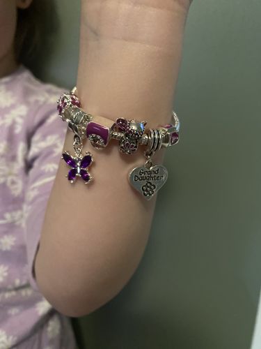 Customer photo review of Children's Granddaughter 'Purple Fairy Dream' Silver Plated Charm Bead Bracelet